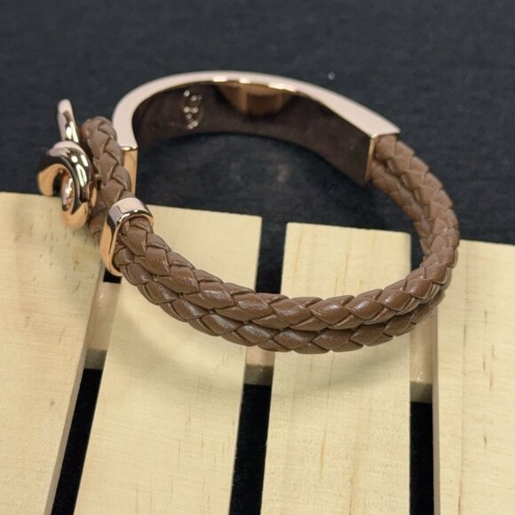 Roberto By RFM Bracelet Rose Gold Princess Lee Infinity Station Woven Brown Cord - Picture 6 of 9